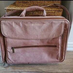 JOURDAN  Geneva oil tanned leather briefcase soft beige.